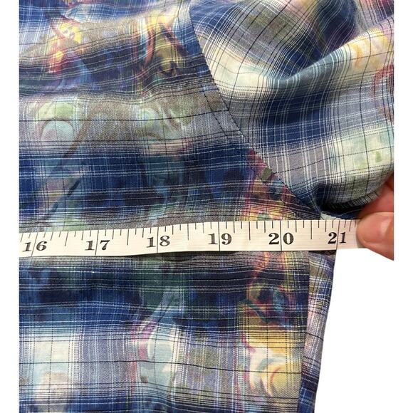 Haupt Germany Men's Watercolor Floral Paisley Plaid LS Tie Dye Shirt, M - Picture 3 of 11